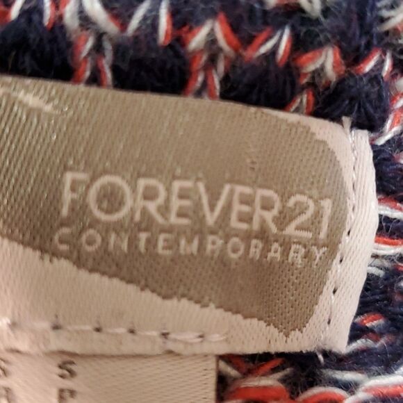 Forever 21 contemporary cowl neck sweater. Small P.. red, white, and blue. - Picture 7 of 8